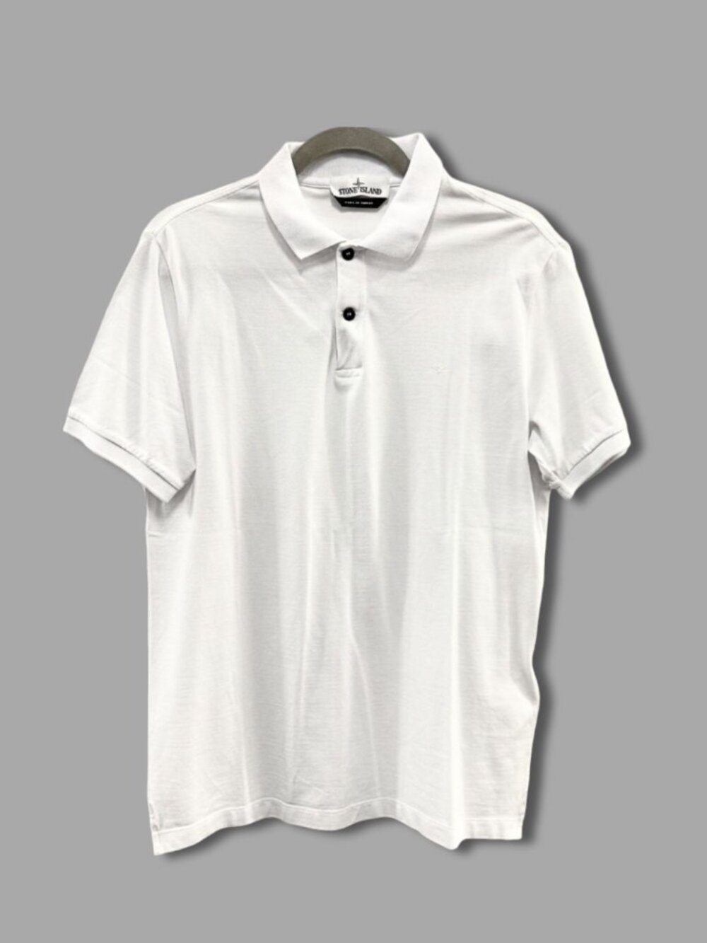 STONE ISLAND WHITE CHEST LOGO SLIM POLO SHIRT